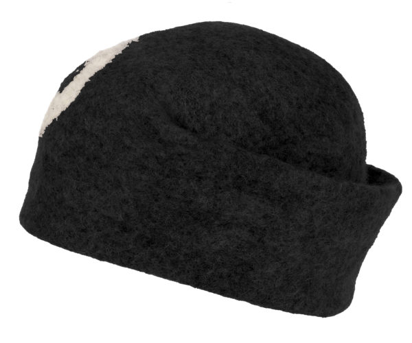 Felt Hat Handmade Black- One Hat- undyed wool wet felted unisex hat. Handmade in Ireland from Superfine Merino Wool with One Circle Detail. - Image 3