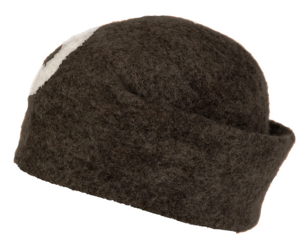 Felt Hat Handmade Brown- One Hat- undyed wool wet felted unisex hat. Handmade in Ireland from Superfine Merino Wool with One Circle Detail. - Image 3
