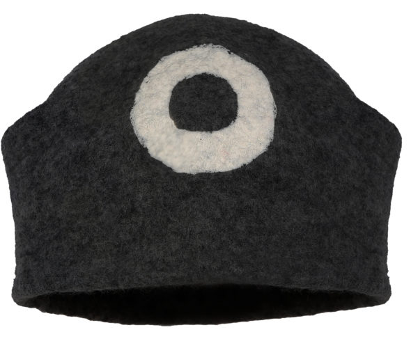 Felt Hat Handmade Black- One Hat- undyed wool wet felted unisex hat. Handmade in Ireland from Superfine Merino Wool with One Circle Detail. - Image 2
