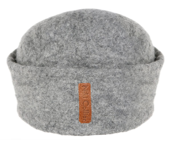 Felt Hat Handmade Grey- One Hat- undyed wool wet felted unisex hat. Handmade in Ireland from Superfine Merino Wool with One Circle Detail. - Image 4