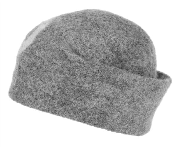 Felt Hat Handmade Grey- One Hat- undyed wool wet felted unisex hat. Handmade in Ireland from Superfine Merino Wool with One Circle Detail. - Image 3