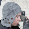 Handmade Felt Hat Grey and Black. Biker's Hat with leather strap. Made in Ireland from Superfine Merino and local luxury wool. - Image 2
