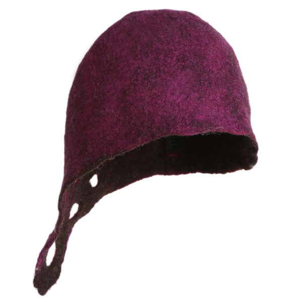 Handmade Damson and Coffee Biker’s Hat. Made in Ireland from Superfine Merino and local luxury wool. - Image 3