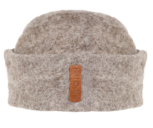 Felt Hat Handmade Oatmeal- One Hat- undyed wool wet felted unisex hat. Handmade in Ireland from Superfine Merino Wool with One Circle Detail. - Image 4
