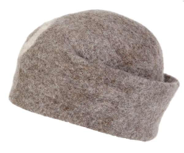 Felt Hat Handmade Oatmeal- One Hat- undyed wool wet felted unisex hat. Handmade in Ireland from Superfine Merino Wool with One Circle Detail. - Image 3
